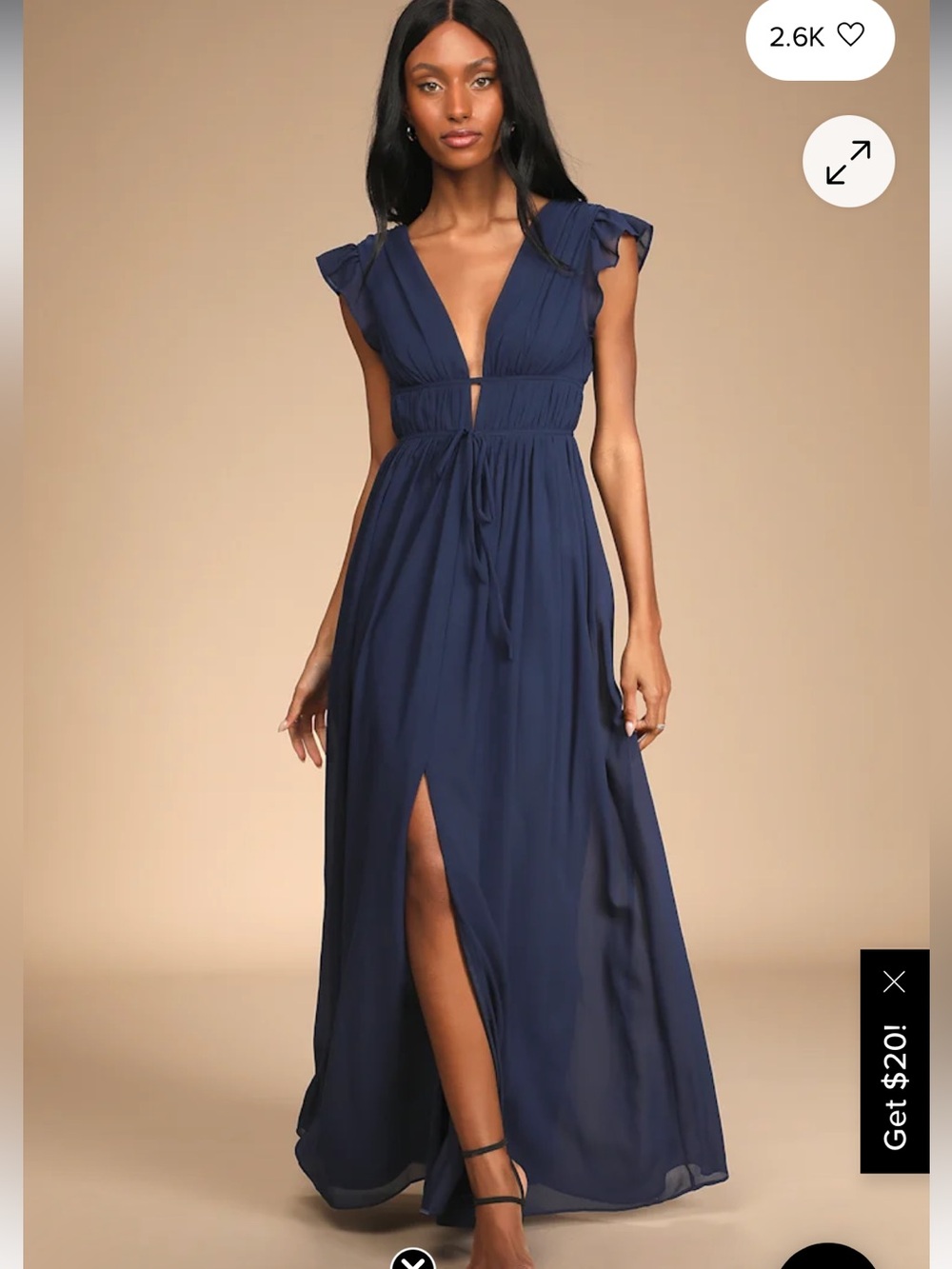 Women's Navy Maxi Dress with Front Slit